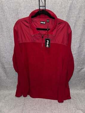 PING Men's XXL Red 1/4 Zip Fleece Pullover Golf Jacket